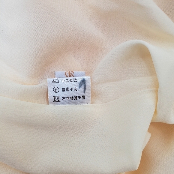 Wang Hanyan French Floral Embroidered Beige / Champagne Buttoned Midi Dress - Picture 14 of 15